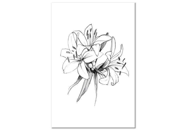 Canvas Black and white flowers - abstract, delicate nature 117126