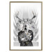 Wall Poster Hern - black and white abstraction with deer figure and stairs in the background 117226 additionalThumb 14