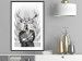 Wall Poster Hern - black and white abstraction with deer figure and stairs in the background 117226 additionalThumb 5