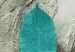 Canvas Art Print Aquamarine secrets - turquoise leaf on the background with the effect of an invoice of aged paper and vintage subtitles 118226 additionalThumb 4