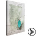 Canvas Art Print Aquamarine secrets - turquoise leaf on the background with the effect of an invoice of aged paper and vintage subtitles 118226 additionalThumb 6