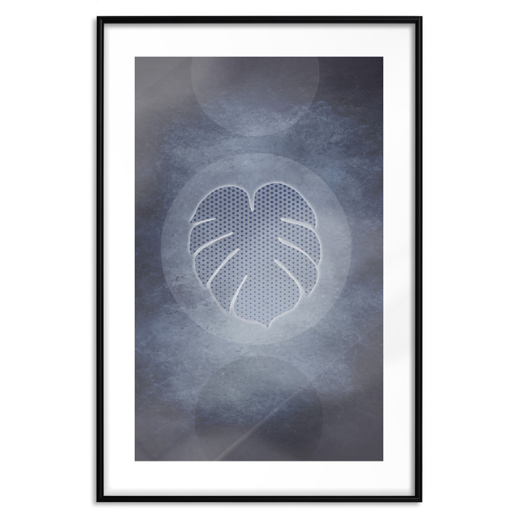 Poster Extraordinary Monstera - monstera leaf in a circle on a blue texture 122626 additionalImage 25