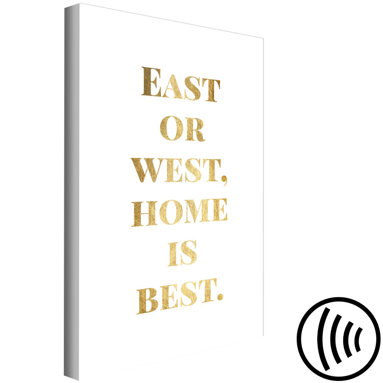 Canvas Art Print Gold word Home is best - golden english text on white background 122926 additionalImage 6