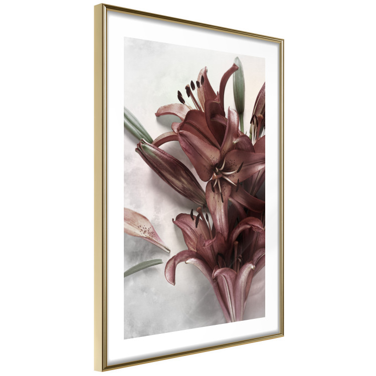 Wall Poster Floral Form - plant with red flowers on concrete texture background 123526 additionalImage 5