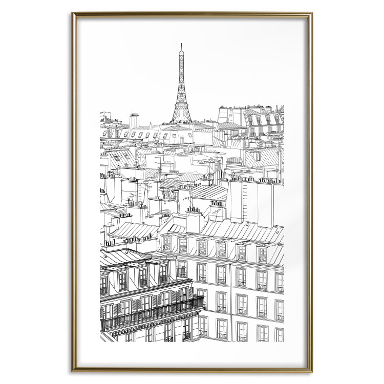 Poster Paris Sketch - black and white city architecture with Eiffel Tower in background 123826 additionalImage 13