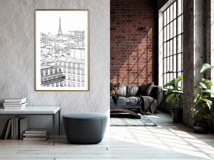 Poster Paris Sketch - black and white city architecture with Eiffel Tower in background 123826 additionalImage 17