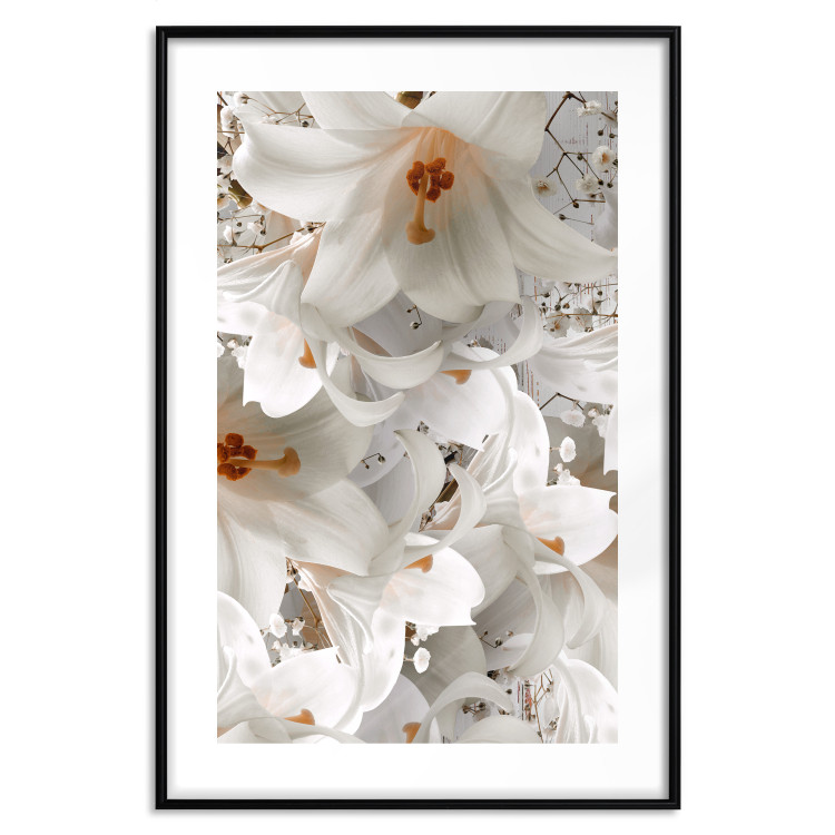 Poster White Gust - landscape of white lily flowers against a backdrop of a plant-filled meadow 125226 additionalImage 15