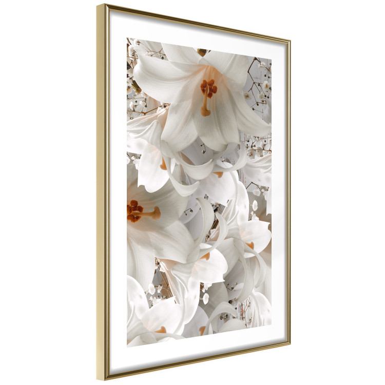 Poster White Gust - landscape of white lily flowers against a backdrop of a plant-filled meadow 125226 additionalImage 6
