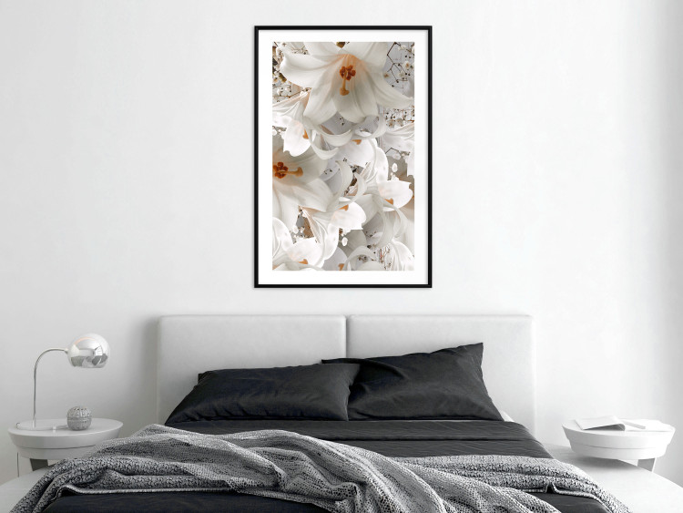 Poster White Gust - landscape of white lily flowers against a backdrop of a plant-filled meadow 125226 additionalImage 4