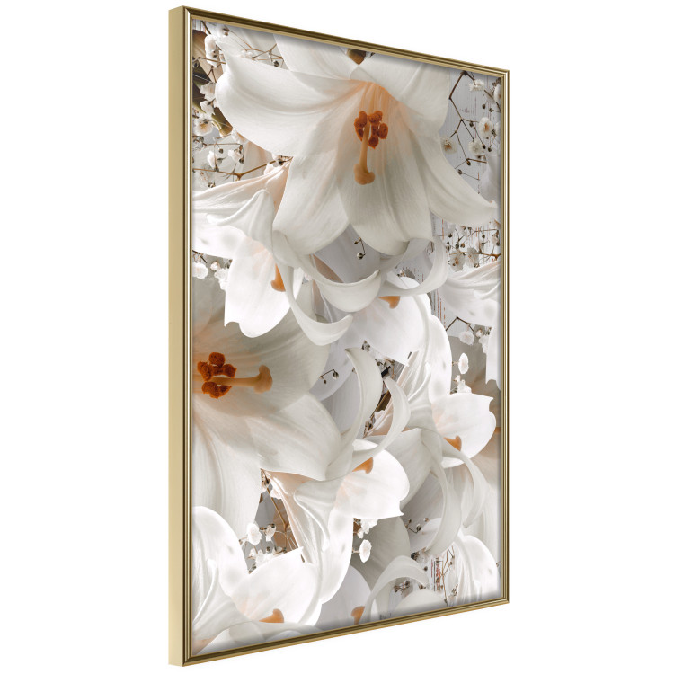 Poster White Gust - landscape of white lily flowers against a backdrop of a plant-filled meadow 125226 additionalImage 12