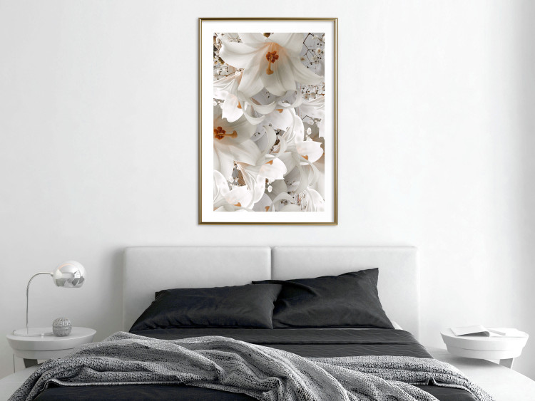 Poster White Gust - landscape of white lily flowers against a backdrop of a plant-filled meadow 125226 additionalImage 13