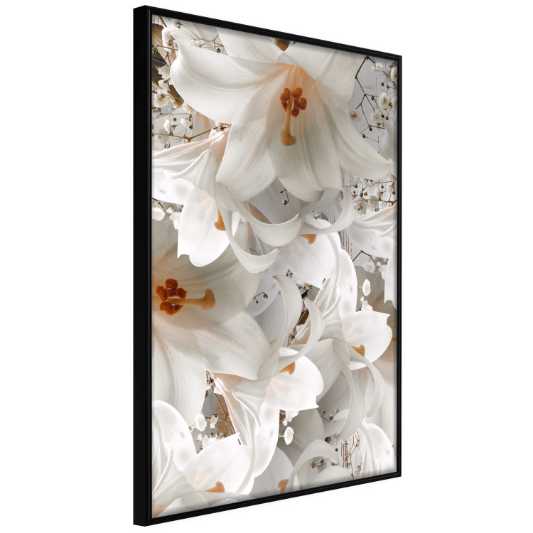Poster White Gust - landscape of white lily flowers against a backdrop of a plant-filled meadow 125226 additionalImage 10