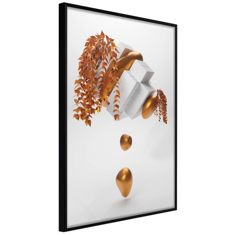 Wall Poster Copper and Plaster - abstract white composition with copper plants 126226 additionalImage 8