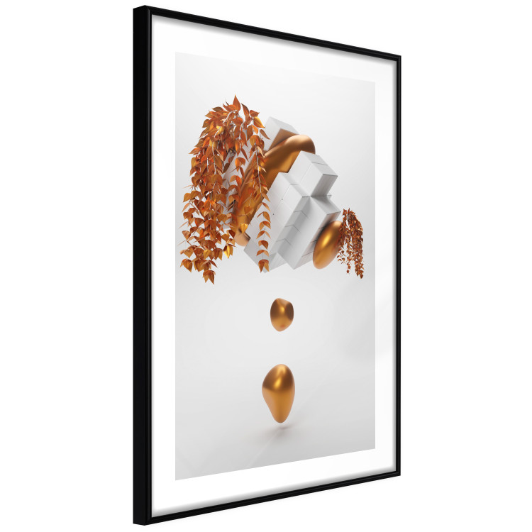 Wall Poster Copper and Plaster - abstract white composition with copper plants 126226 additionalImage 2