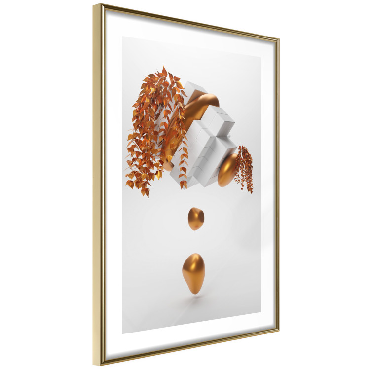 Wall Poster Copper and Plaster - abstract white composition with copper plants 126226 additionalImage 5