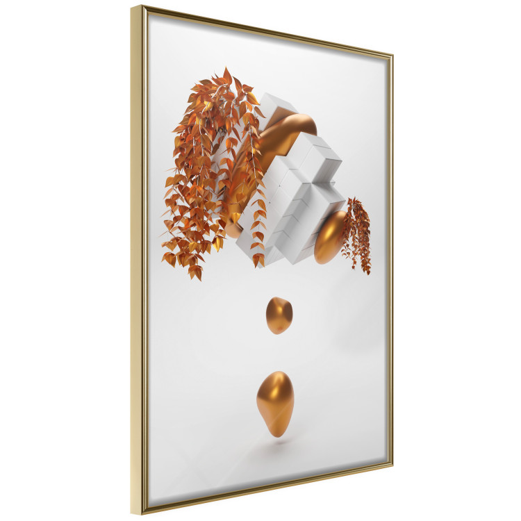 Wall Poster Copper and Plaster - abstract white composition with copper plants 126226 additionalImage 7