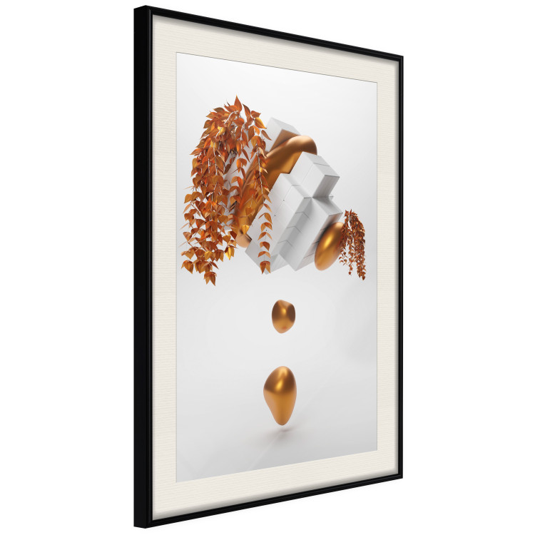Wall Poster Copper and Plaster - abstract white composition with copper plants 126226 additionalImage 3
