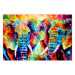 Poster Elephant Pair - abstract animals on a colorful background in a watercolor style 127326