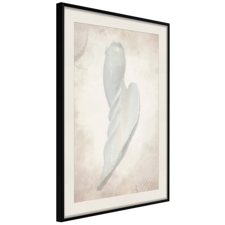 Wall Poster Another Tide - maritime composition of a white seashell on a sand background 127526 additionalImage 2
