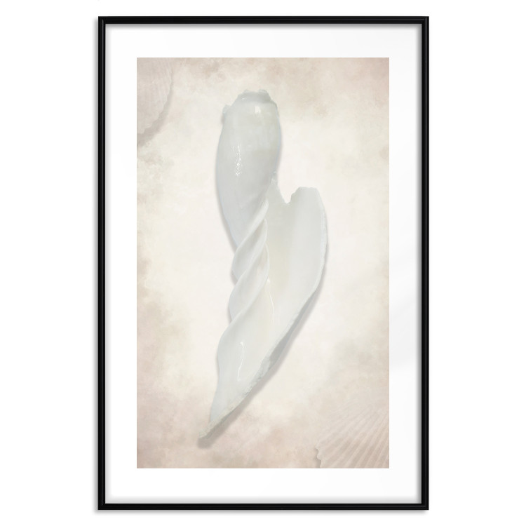 Wall Poster Another Tide - maritime composition of a white seashell on a sand background 127526 additionalImage 19