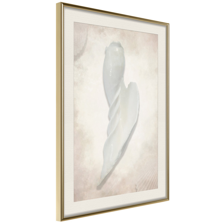 Wall Poster Another Tide - maritime composition of a white seashell on a sand background 127526 additionalImage 3