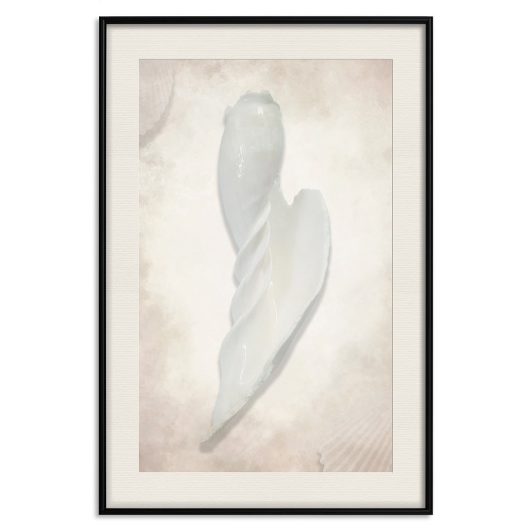 Wall Poster Another Tide - maritime composition of a white seashell on a sand background 127526 additionalImage 26