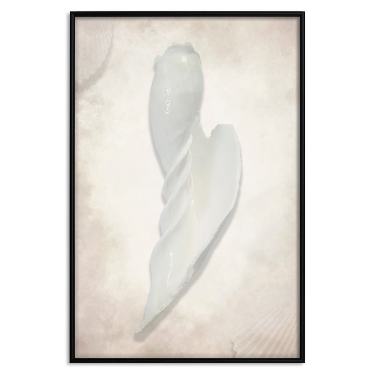 Wall Poster Another Tide - maritime composition of a white seashell on a sand background 127526 additionalImage 16