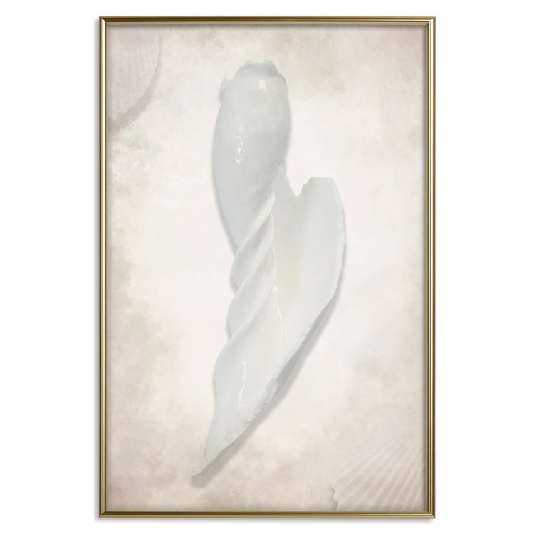 Wall Poster Another Tide - maritime composition of a white seashell on a sand background 127526 additionalImage 15