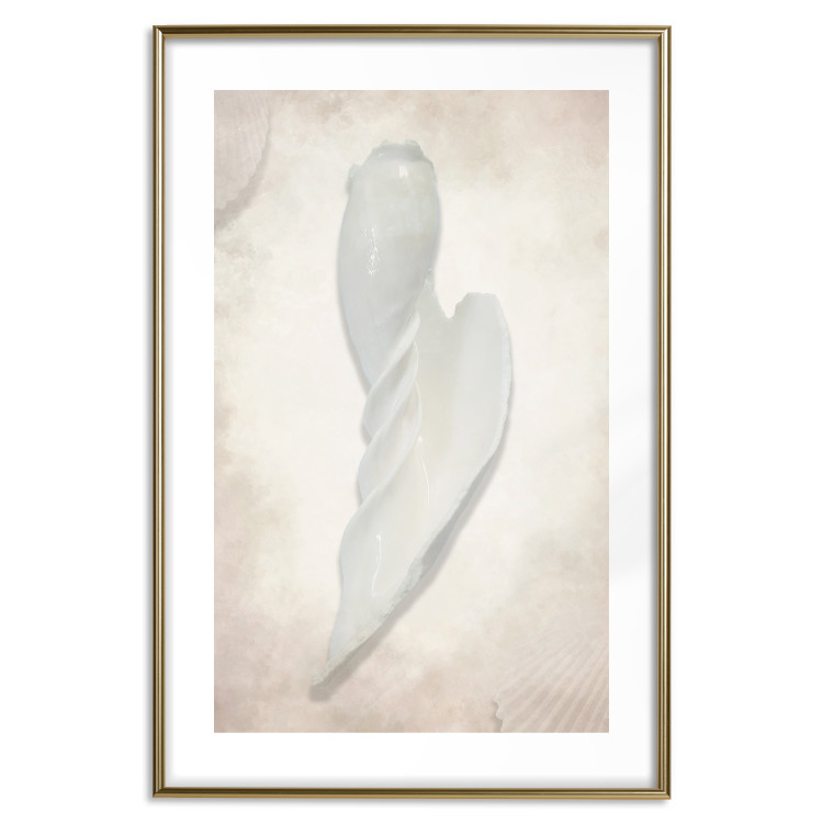 Wall Poster Another Tide - maritime composition of a white seashell on a sand background 127526 additionalImage 20