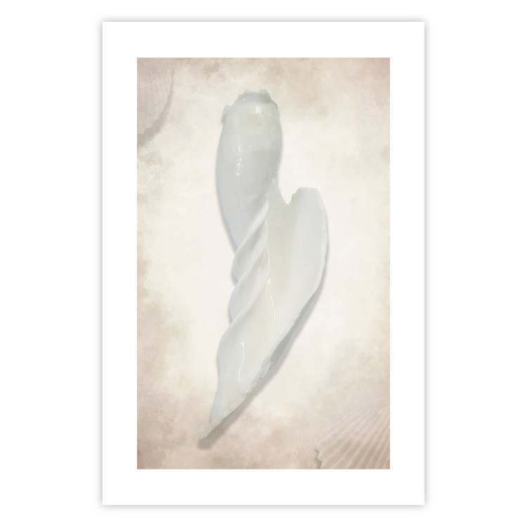 Wall Poster Another Tide - maritime composition of a white seashell on a sand background 127526 additionalImage 16