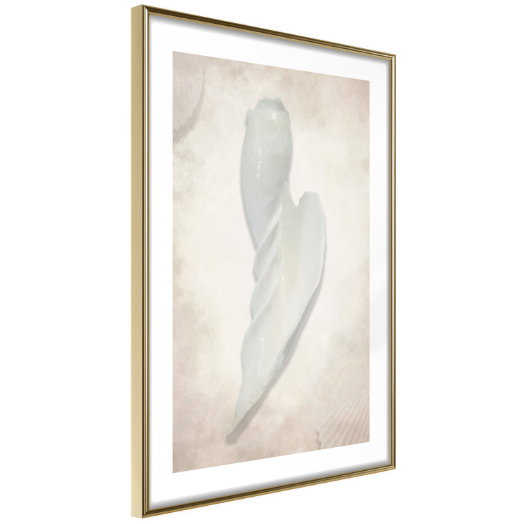 Wall Poster Another Tide - maritime composition of a white seashell on a sand background 127526 additionalImage 9