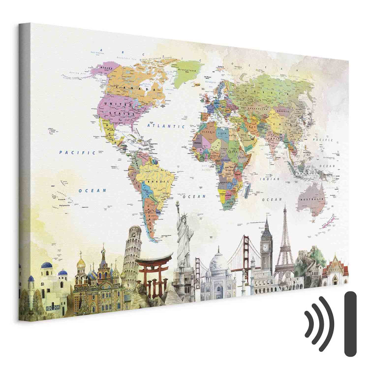 Canvas Wonders of the World (1-part) wide - creative colorful world map 128426 additionalImage 8