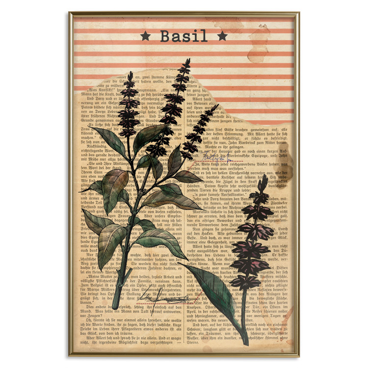 Wall Poster Basil Poetry - vintage composition with plants and black text in background 129426 additionalImage 21
