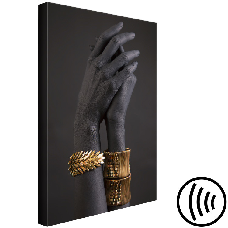 Canvas Art Print Exotic Duet (1-piece) Vertical - hands with golden accents 130426 additionalImage 6