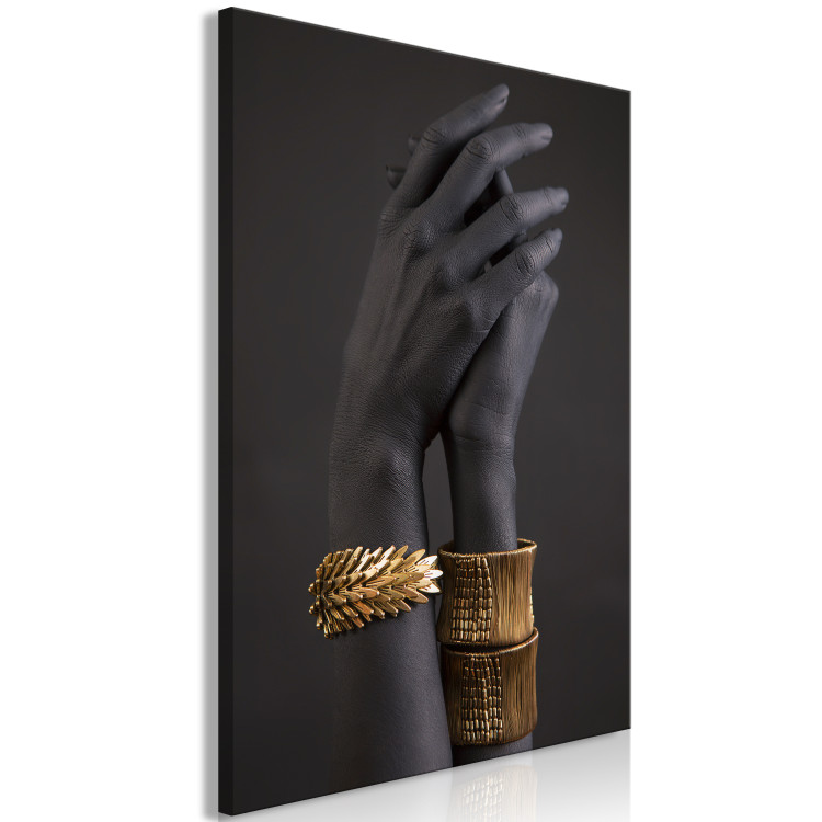 Canvas Art Print Exotic Duet (1-piece) Vertical - hands with golden accents 130426 additionalImage 2