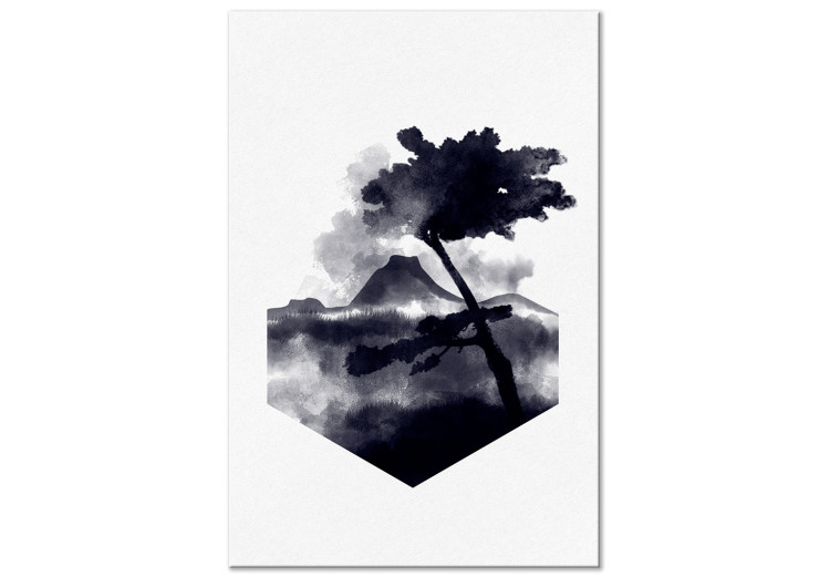 Canvas High Mountain (1-piece) Vertical - landscape of a tree in watercolor style 131526