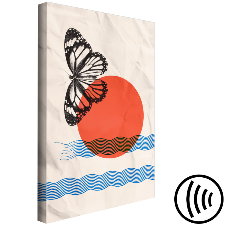 Canvas Print Sea sunrise with butterfly - abstract on background imitating paper 131626 additionalImage 6