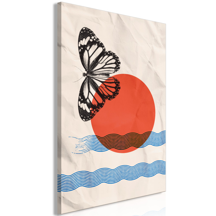 Canvas Print Sea sunrise with butterfly - abstract on background imitating paper 131626 additionalImage 2