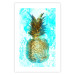 Wall Poster Precious Fruit - tropical pineapple in golden color on a blue background 131826 additionalThumb 19