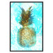 Wall Poster Precious Fruit - tropical pineapple in golden color on a blue background 131826 additionalThumb 16