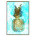 Wall Poster Precious Fruit - tropical pineapple in golden color on a blue background 131826 additionalThumb 17