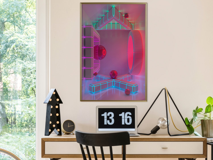 Poster Four Walls - geometric figures with neons in an abstract style 131926 additionalImage 5