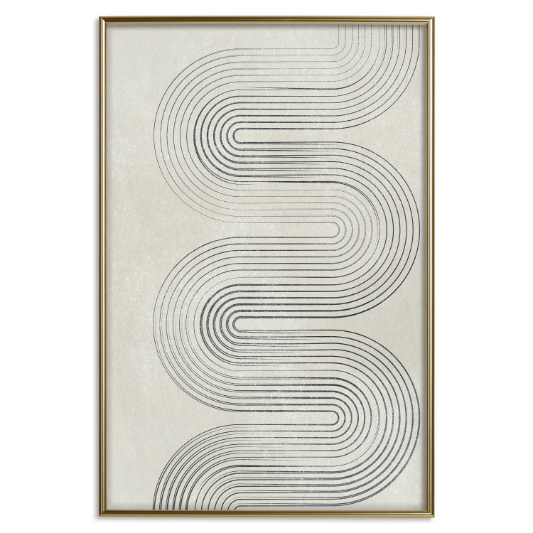 Poster Geometric Wave - abstract waves in the form of lines on a gray background 134326 additionalImage 17