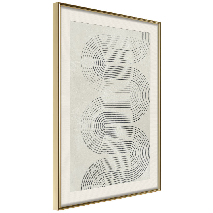 Poster Geometric Wave - abstract waves in the form of lines on a gray background 134326 additionalImage 3
