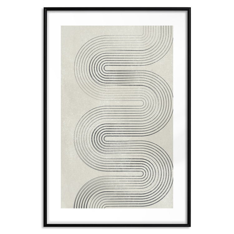 Poster Geometric Wave - abstract waves in the form of lines on a gray background 134326 additionalImage 17