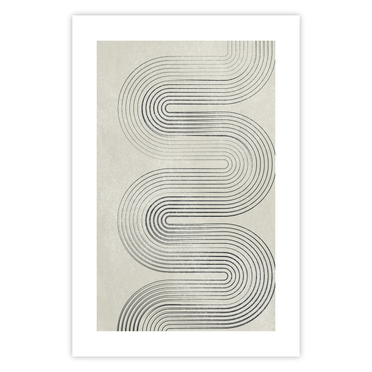 Poster Geometric Wave - abstract waves in the form of lines on a gray background 134326 additionalImage 25