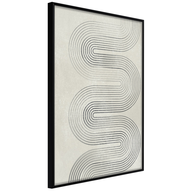 Poster Geometric Wave - abstract waves in the form of lines on a gray background 134326 additionalImage 11