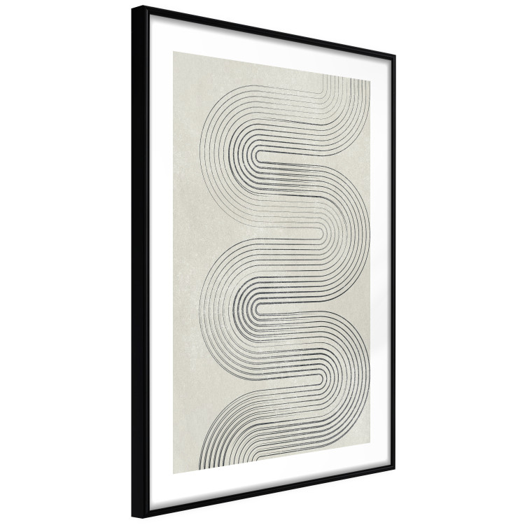 Poster Geometric Wave - abstract waves in the form of lines on a gray background 134326 additionalImage 6