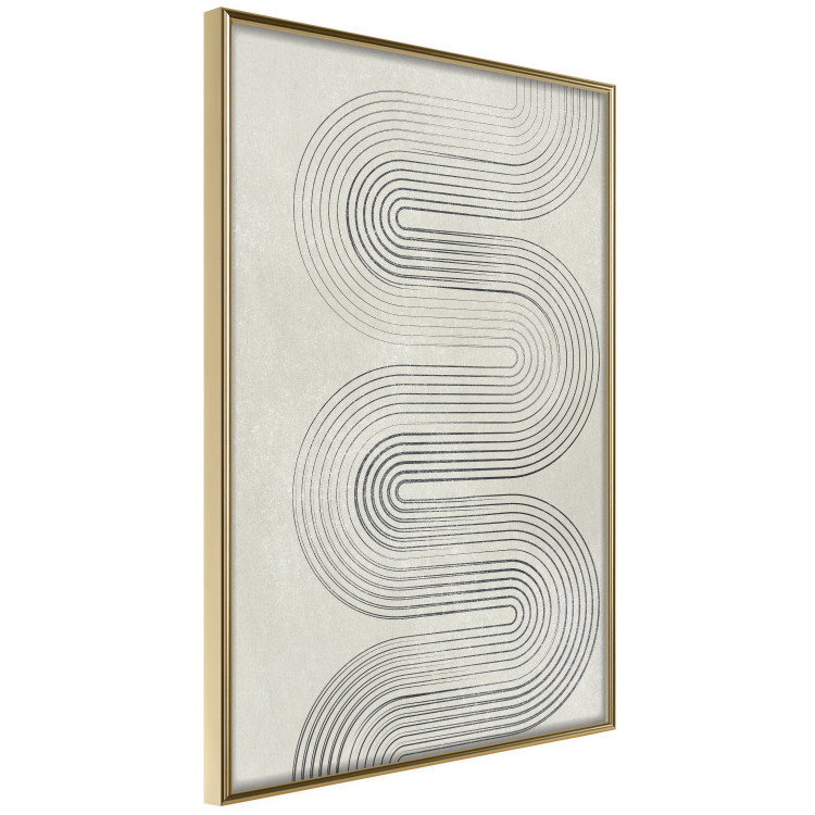 Poster Geometric Wave - abstract waves in the form of lines on a gray background 134326 additionalImage 12