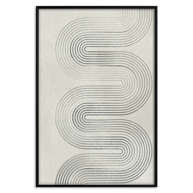 Poster Geometric Wave - abstract waves in the form of lines on a gray background 134326 additionalImage 16